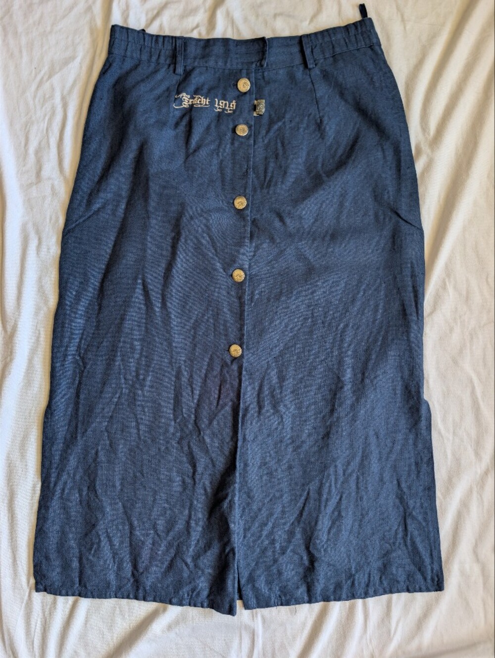 Vintage Knopp 100% Linen Midi Skirt size 44 US 12/14 Lagenlook